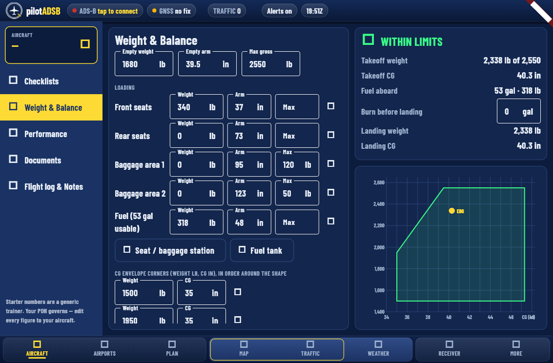 pilotADSB EFB App, 1-Year License