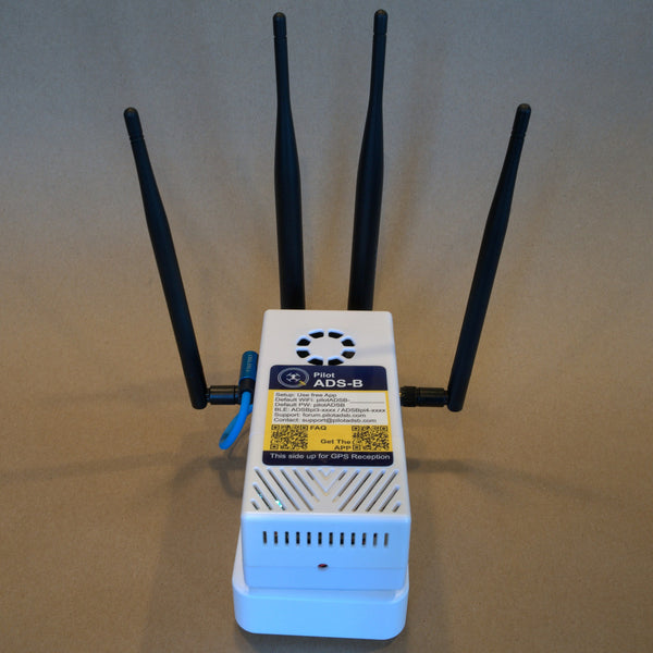 Front of the Remote ID receiver with four antennas, shown on the Deluxe kit battery (battery not included)
