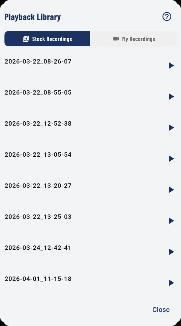 The playback library with built-in recordings
